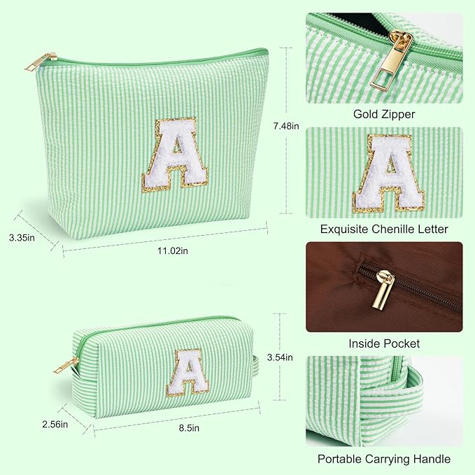 YOOLIFE Gifts for Girls Women, Teen Girl Teenage Gifts Idea, 7 8 9 10 11 12 13 14 15 16 Year Old Girl Birthday Gift Christmas Stocking Stuffers, Initial Makeup Bag C