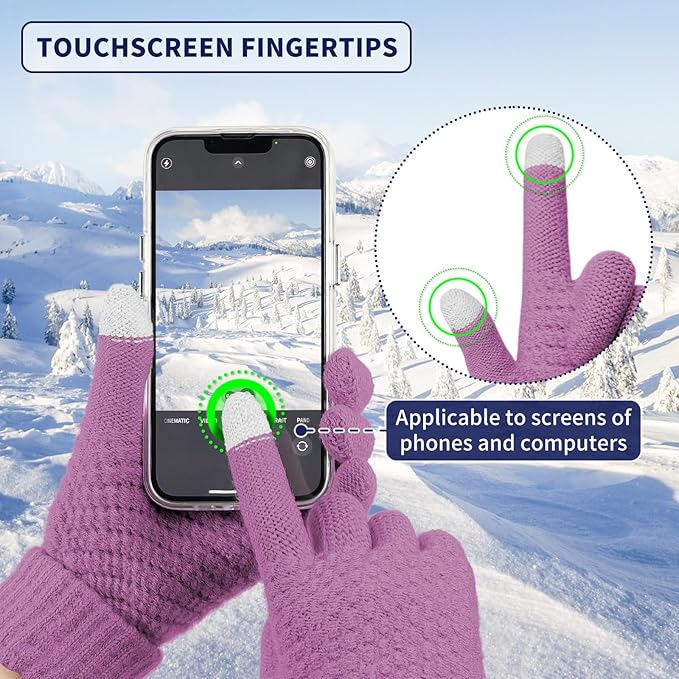 Omisy 4 Pairs Winter Gloves Women Touchscreen Cold Weather, Valentines Day Gifts for Her Wife Mom Girlfriend, Wam Mitten