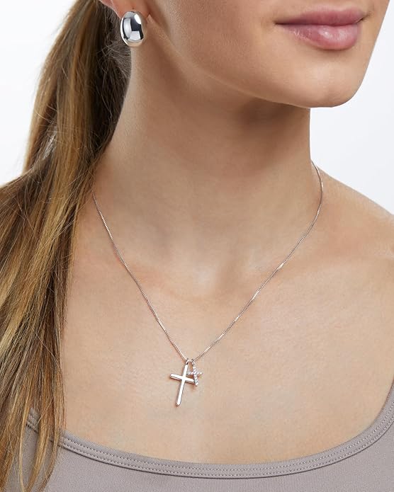 Milla 14K Gold Plated Cross Necklace for Women, Silver Cross Necklaces for Women, 18 inches Chain with Cross Pendant