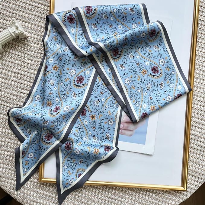 Silk Head Scarf for Hair Fashion Headwrap for Women Lightweight Neck Tie