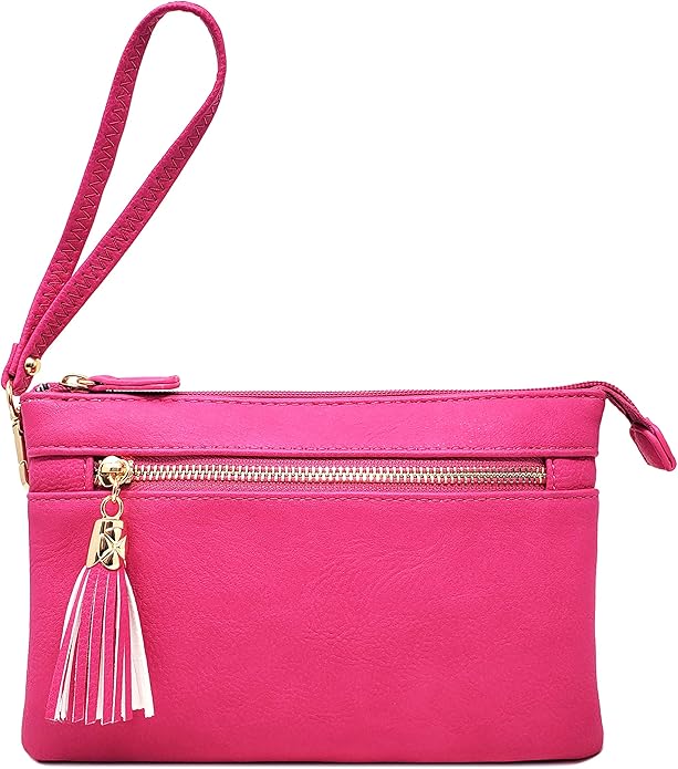 Solene Women's Lightweight Multi Compartment Wristlet Clutch Wallet Crossbody Bag