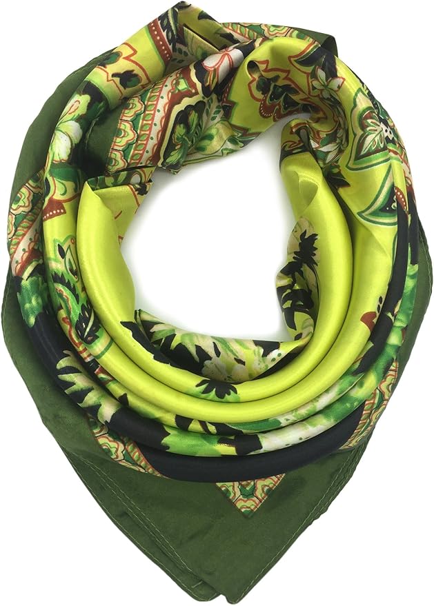 YOUR SMILE Silk Like Scarf Women's Fashion Pattern Large Square Satin Headscarf Headdress