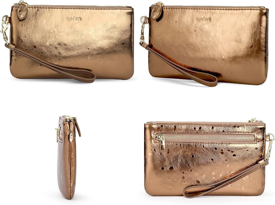 befen Genuine Leather Wristlet Clutch RFID Blocking Bag Cell Phone Wallet Purse Wristlet Wallet Purses and Handbags for Women