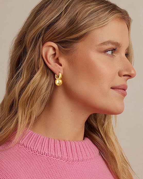 CHESKY Christmas Gifts Pearl Earrings for Women, Dainty 14K Gold Plated/Silver Plated Drop Quality Handpicked AAA+ Freshwater Cultured Round Pearls Dangle Earrings Wedding Jewelry for Women Gifts