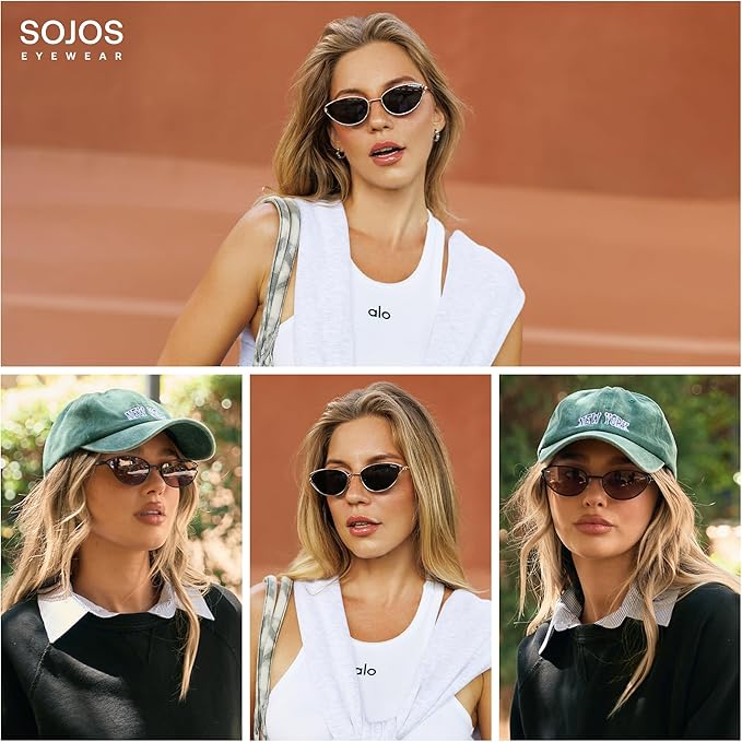 SOJOS Trendy Oval Polarized Sunglasses for Women,Retro 90s Cat Eye Shades SJ1254