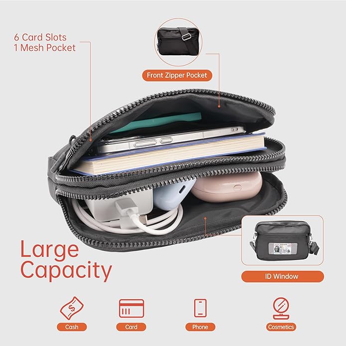 Wristlet Wallets for Women Checkered Nylon Quilted Wallet Travel Crossbody Bags with 4 Zippers Coin Card Phone Holder