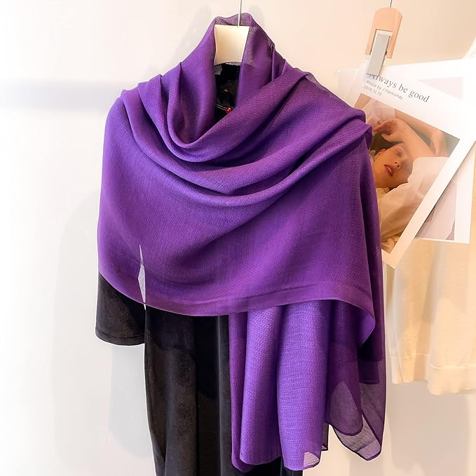 WINCESS.YU Women Gradient Scarf Long Shawls and Wraps Fashion Plain Pashmina Formal Scarf