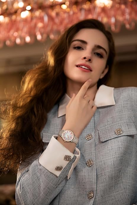 GOLDEN MAPLE Dainty Watches for Women, Mother-of-Pearl Dial and Swiss Quartz Movement, Ladies Watch with Leather Strap
