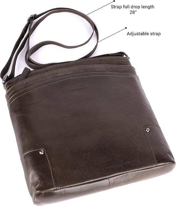 Terry Large Soft Real Leather Womens Crossbody Handbags and Purses-Triple Zip Premium Sling Crossover Shoulder Bag