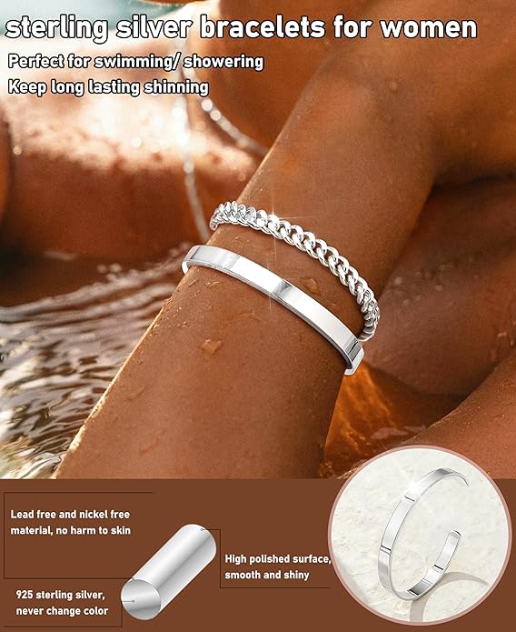 Gold Bracelets Set for Women Non Tarnish, 14K Gold Plated Sterling Silver Chunky Cuff Bracelet Stackable Gold Bangles Bracelet for Women Trendy Fashion Accessories Tie Knot Cuban Rope Paperclip Beaded Bracelet Stack Jewelry Valentines Day Gifts