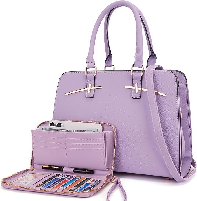 Purses for Women Handbag Wallet Tote Shoulder Hobo Bag Top Handle Satchel Purse Set 2pcs with 3 Compartments