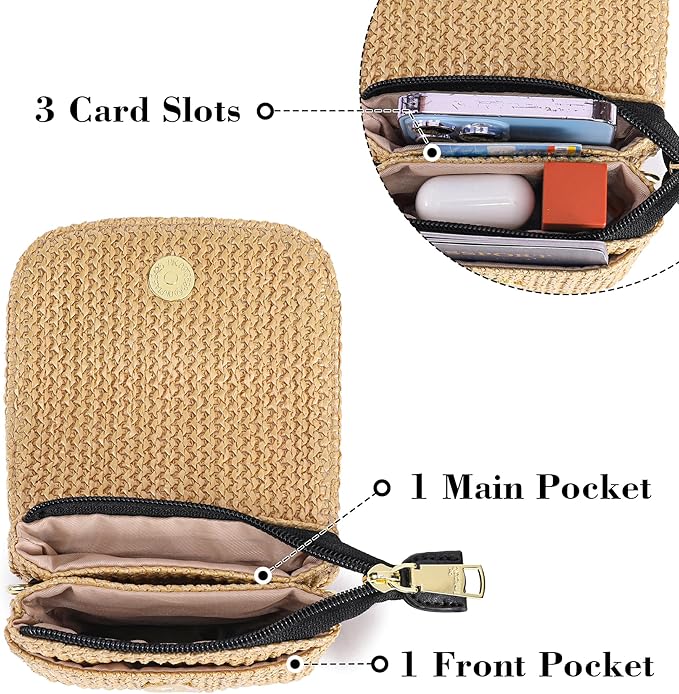 MINICAT Straw Small Summer Purses for Women Crossbody Purse Beach Bags for Everyday Cruise Travel Vacation Essentials | Straw, Small, Summer, for Everyday, Cruise, Travel, Vacation, Essentials