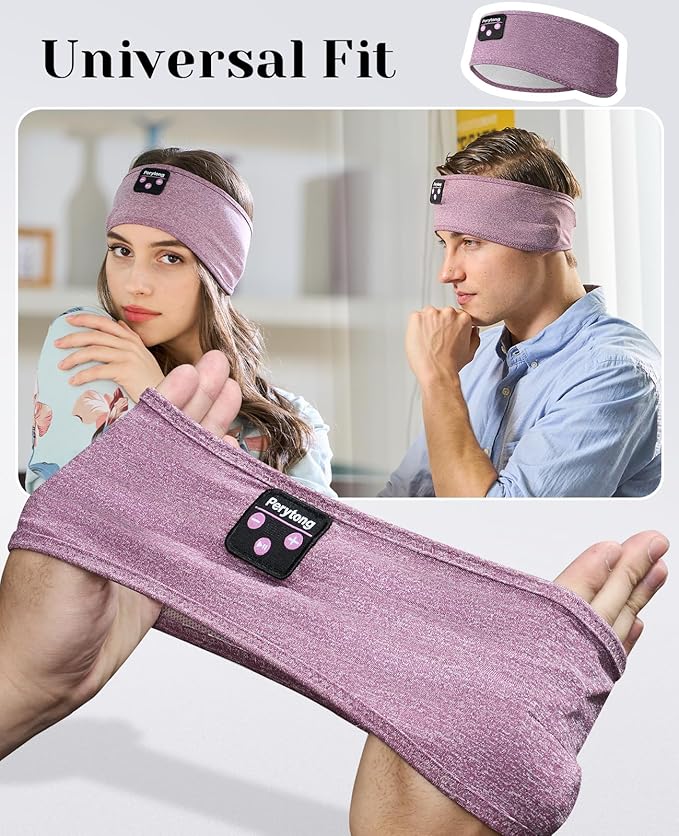 Sleep Headphones Bluetooth 5.4 Headband, Sleeping Headphones for Side Sleepers, Over-Ear Headphones with Built-in Stereo Speakers, Soft Sports Headband Music Earphones for Workout Running Air