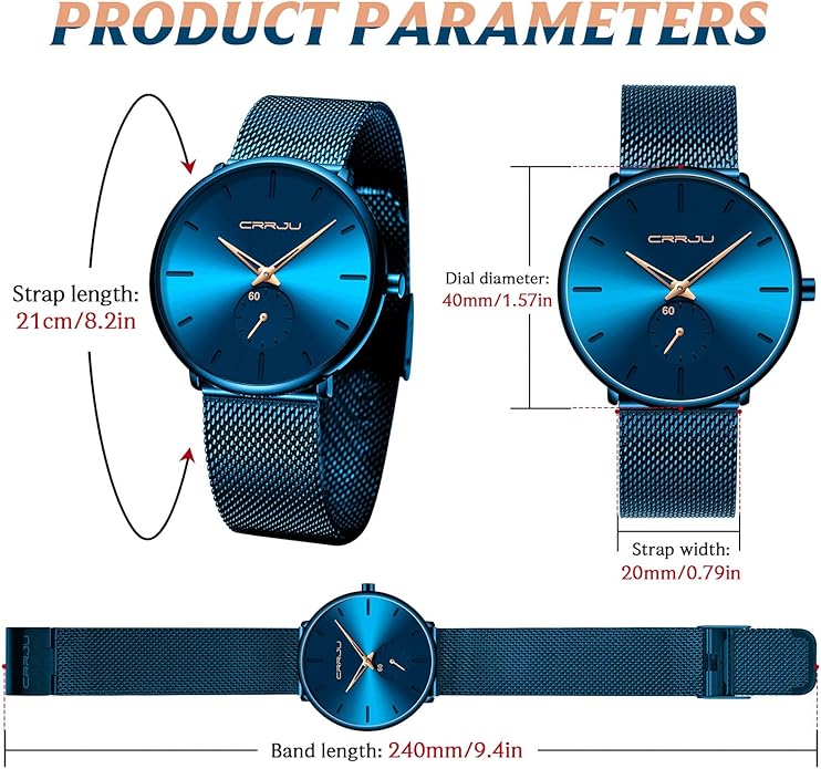 Mens Watches Ultra-Thin Minimalist Waterproof - Fashion Wrist Watch for Men Unisex Dress with Stainless Steel Mesh Band