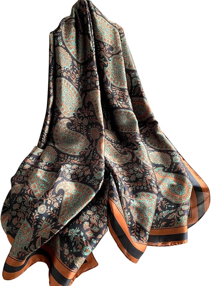 NUWEERIR Womens 100% Large Mulberry Silk Scarf Long Satin Scarf Fashion Lightweight Wraps