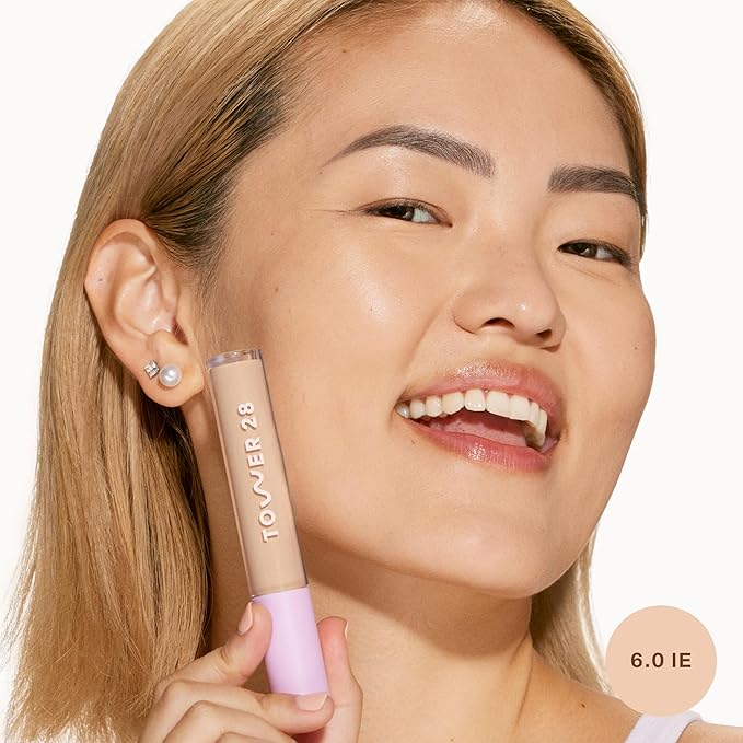 Tower 28 Beauty Swipe Serum Concealer - Hydrating Buildable Medium-Coverage Concealer with Skincare Benefits for Sensitive Skin - Shade 6.0 IE, Light with Warm Undertones, 0.22 Fl Oz
