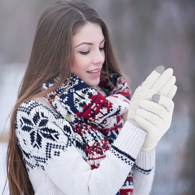 Omisy 4 Pairs Winter Gloves Women Touchscreen Cold Weather, Valentines Day Gifts for Her Wife Mom Girlfriend, Wam Mitten