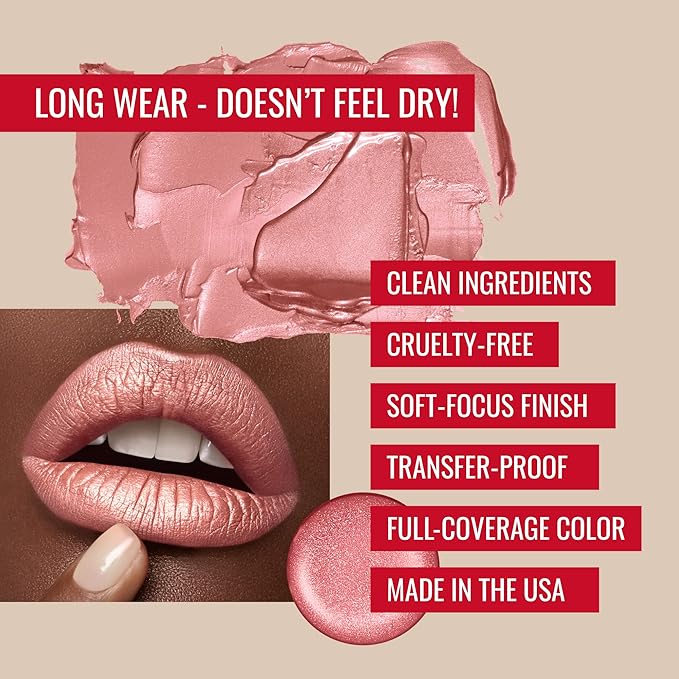 Runway Rogue ‘Jet Set’ Blush-Pink Silk Glam Long Wear Liquid Lipstick Bundle with ‘Camera Ready’ Matte Rose-Pink Designer Liner Lip Liner