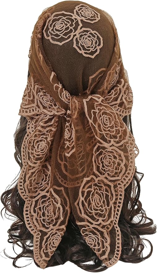 Floerns Women's Flower Embroidery Hair Scarf Headband Sheer Lace Hair Bandana