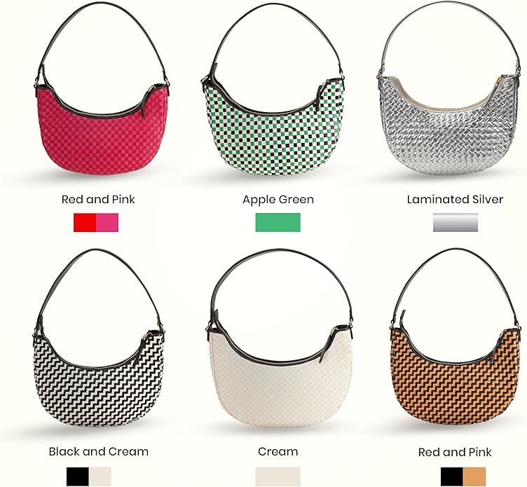 Handmade Woven Genuine Leather Bag, Premium Quality, Crossbody Purse & Hobo Handbag, Diagonal Pattern, 11.81x3.94x9.06 Inches