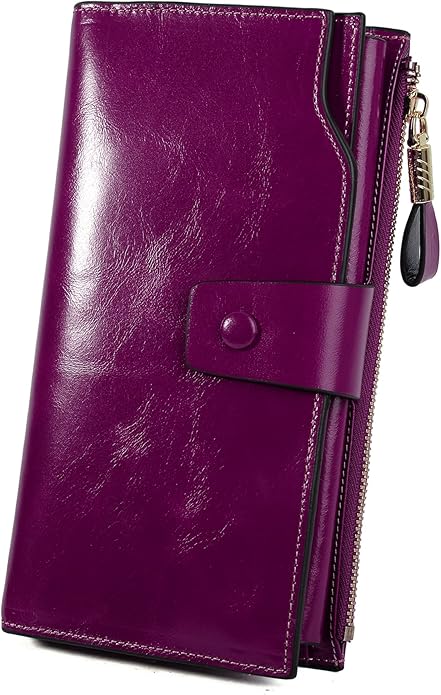 YALUXE Women's Genuine Leather Wallet RFID Blocking Multi Card Holder with Cell Phone Pocket Mothers Day Gifts
