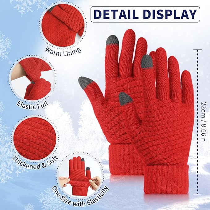 Omisy 4 Pairs Winter Gloves Women Touchscreen Cold Weather, Valentines Day Gifts for Her Wife Mom Girlfriend, Wam Mitten