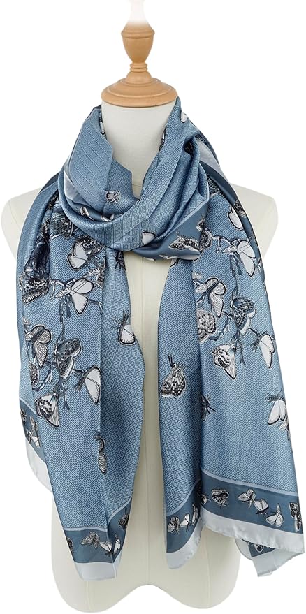 YOUR SMILE Large Mulberry Silk Feeling Long Stain Scarf Lightweight Sunscreen Shawls Wraps for Women
