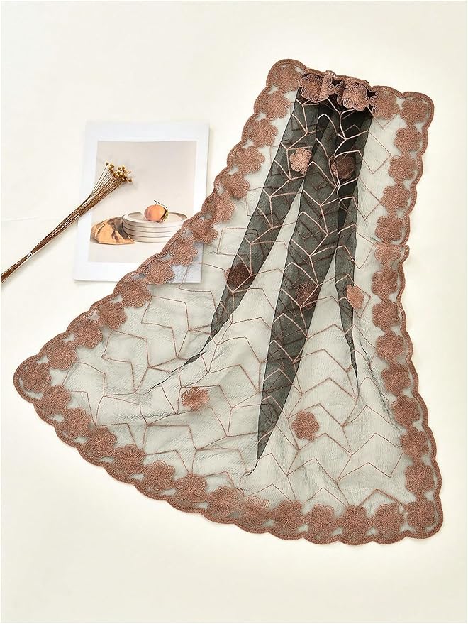 Floerns Women's Flower Embroidery Hair Scarf Headband Sheer Lace Hair Bandana