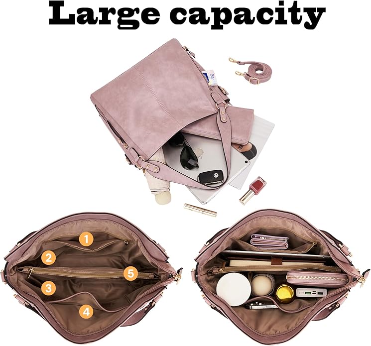 Women's Hobo Handbags Crossbody Bags Ladies Tote Shoulder Bags Purses and Wallet Set 2pcs