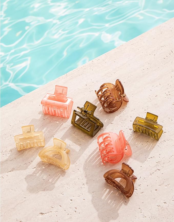 Small Hair Clips for Women Girls, 8 PCS 1.6 Inch Hair Claw Clips for Thin/Medium Thick Hair 4 Style Matte Hair Jaw Clips Non-Slip Tiny Hair Accessories