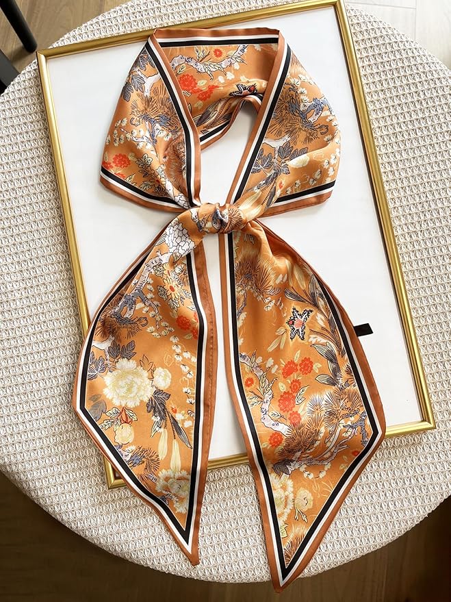 Silk Head Scarf for Hair Fashion Headwrap for Women Lightweight Neck Tie