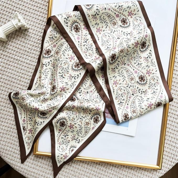 Silk Head Scarf for Hair Fashion Headwrap for Women Lightweight Neck Tie
