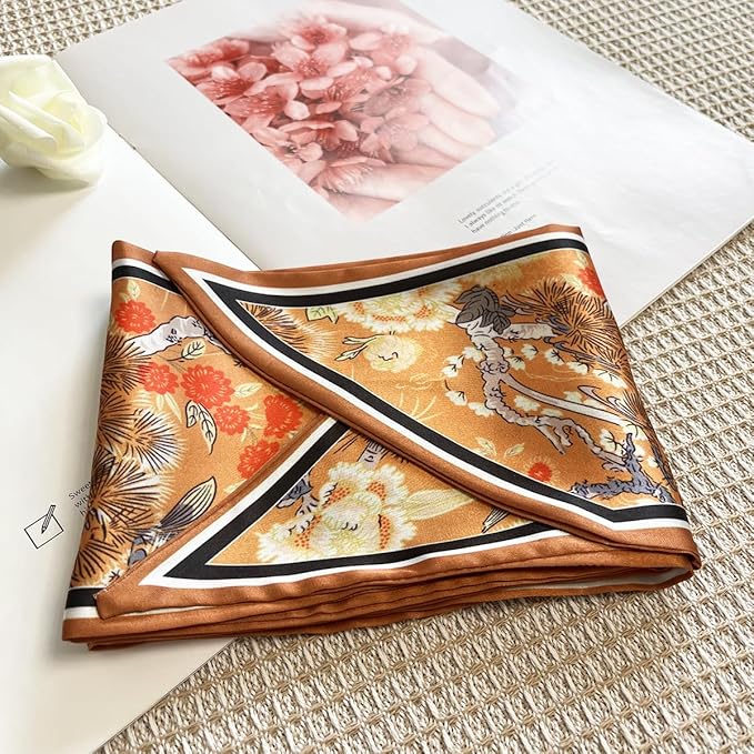 Silk Head Scarf for Hair Fashion Headwrap for Women Lightweight Neck Tie