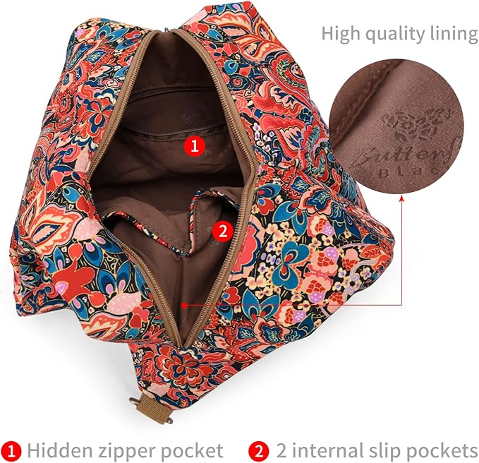 Black Butterfly Premium Backpack for Women, Bohemia Style Fashion Casual Daypack Backpack, Small Backpack Purse (1-red)