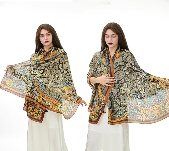 YOUR SMILE Large Mulberry Silk Feeling Long Stain Scarf Lightweight Sunscreen Shawls Wraps for Women
