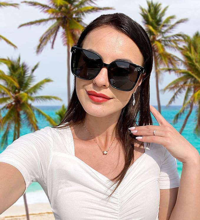 FEISEDY Oversized Polarized Sunglasses - UV400 Protection, Square Fashion Sun Glasses for Outdoor & Daily B2600