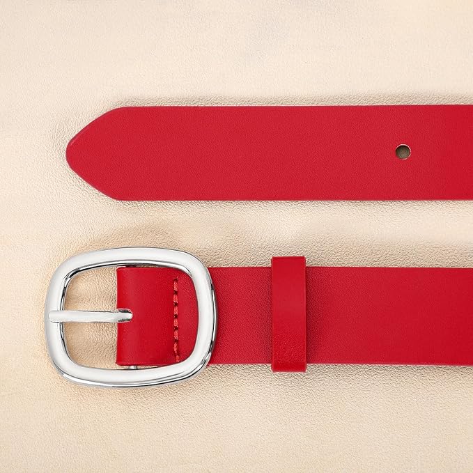 WHIPPY Women Leather Belt Casual Fashion Gold Buckle Leather Waist Belt for Jeans Pants Dresses Chic Ladies Belt