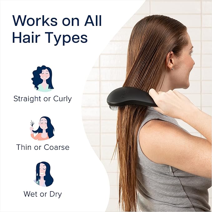 Crave Naturals Glide Thru Detangling Brush, Detangler Brush for Curly, Straight, Wet and Dry Hair Comb for Adults and Kids, Hair Accessories for Women, Turquoise and Black
