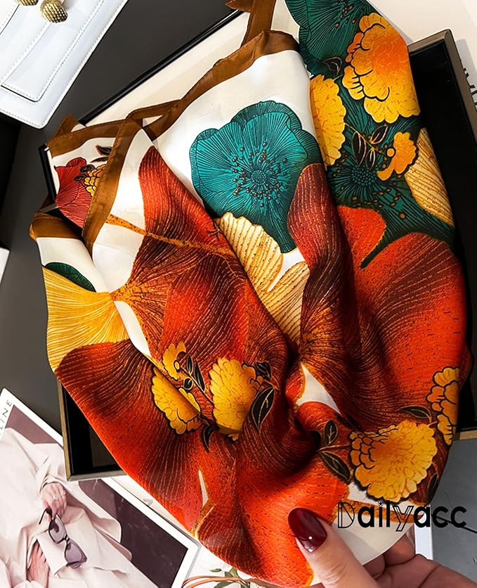Dailyacc Hair Bandanas Scarf For Women Lightweight Fashion Neck Silk Satin Head Scarves For Sleeping Handbags Scarf