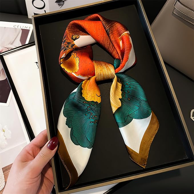 27.5 Inches Satin Bandanas Head Scarf for Women Silk Neck Scarves Accessories for Sleeping Handbags Scarf
