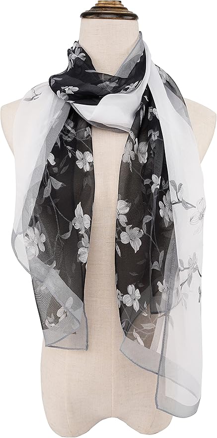 YOUR SMILE Ladies/Women's Lightweight Floral Print/Solid Color mixture Shawl Scarf For Spring Summer season