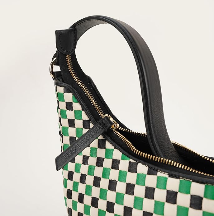 Handmade Woven Genuine Leather Bag, Premium Quality, Crossbody Purse & Hobo Handbag, Diagonal Pattern, 11.81x3.94x9.06 Inches