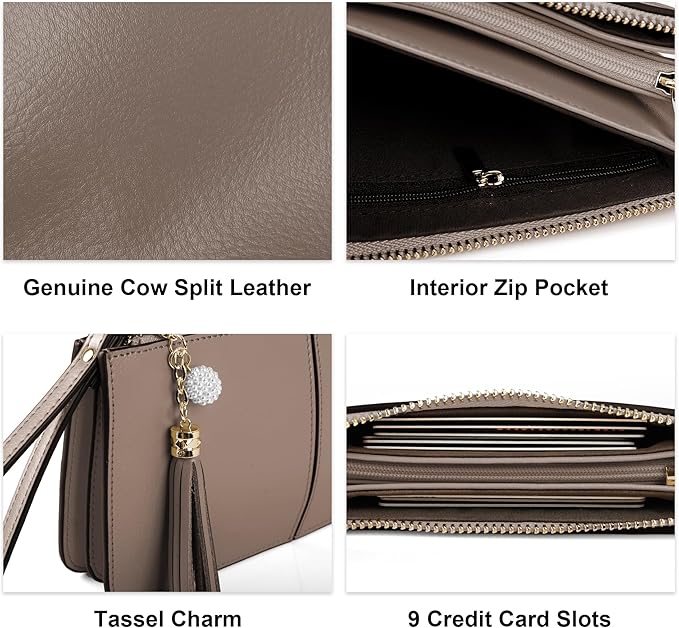 befen Genuine Leather Wristlet Clutch for Women Ultra-Slim Ladies Credit Card Holder Wallet Purses with RFID Protection