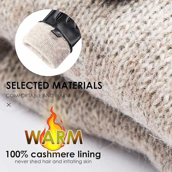 Dsane Womens Winter Leather Touchscreen Texting Warm Driving Lambskin Pure Genuine leather Gloves