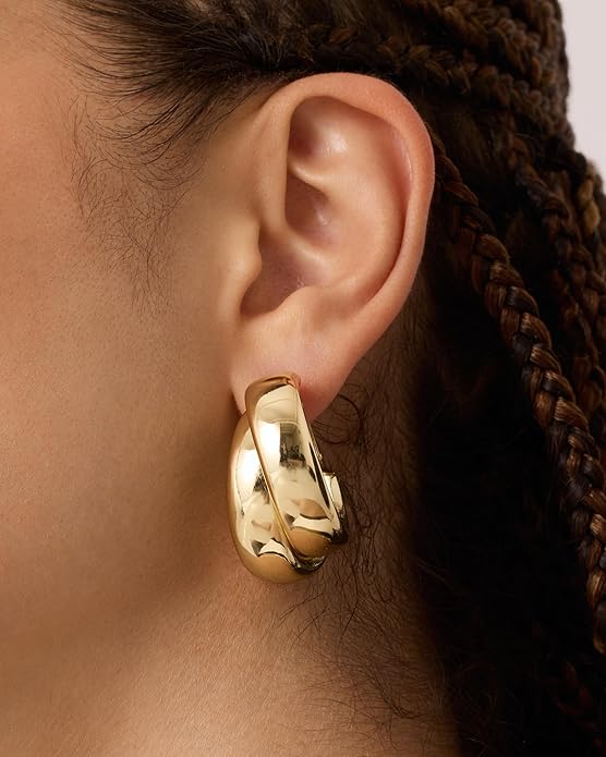 PAVOI 14K Gold Plated Multi Huggie Hoop Earrings for Women - 925 Sterling Silver Posts Triple Split Hoop Gold Earrings for Women - Trendy Fashion Jewelry