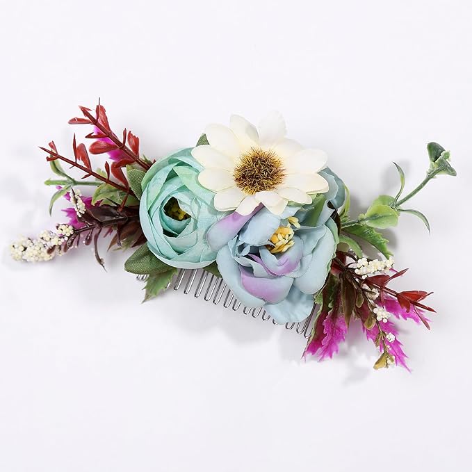 Flower Hair Clip for Women - Elegant Hair Accessory for Wedding, Party & Daily Wear (Aqua Blue)