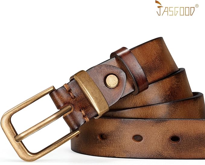 JASGOOD Women Belt Genuine leather Belt with Vintage Metal Buckle,Ladies Full Grain Leather Belt for Jeans Pants