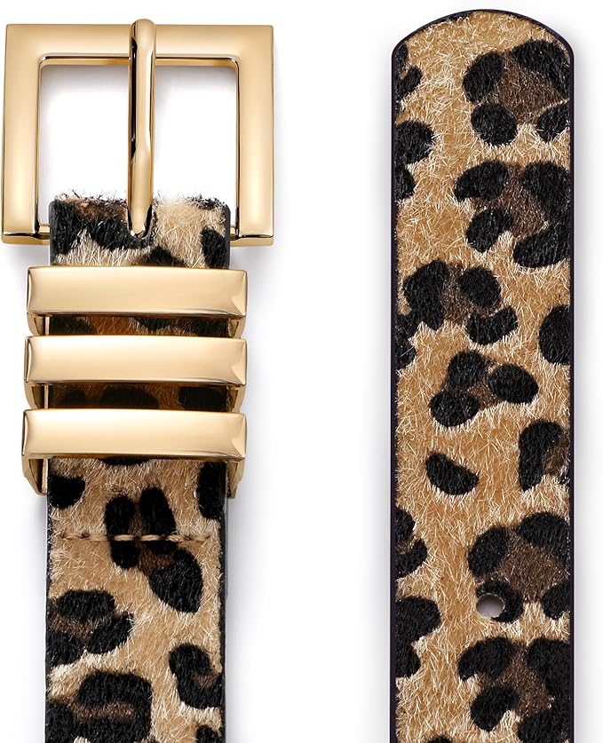 XZQTIVE Plus Size Women's Leather Belts for Jeans Pants Dress Fashion Ladies Waist Belt with Square Gold Buckle