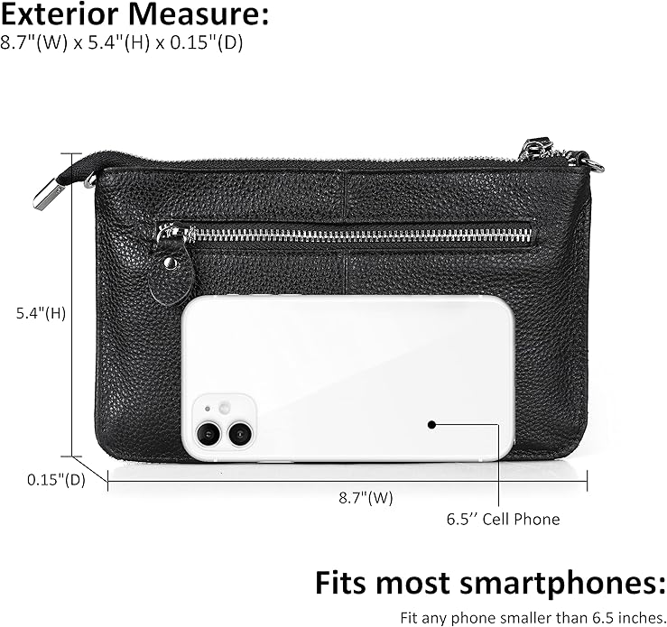 befen Genuine Leather Wristlet Clutch Wallet Purses Small Crossbody Bags for Women with RFID Blocking Card Slots