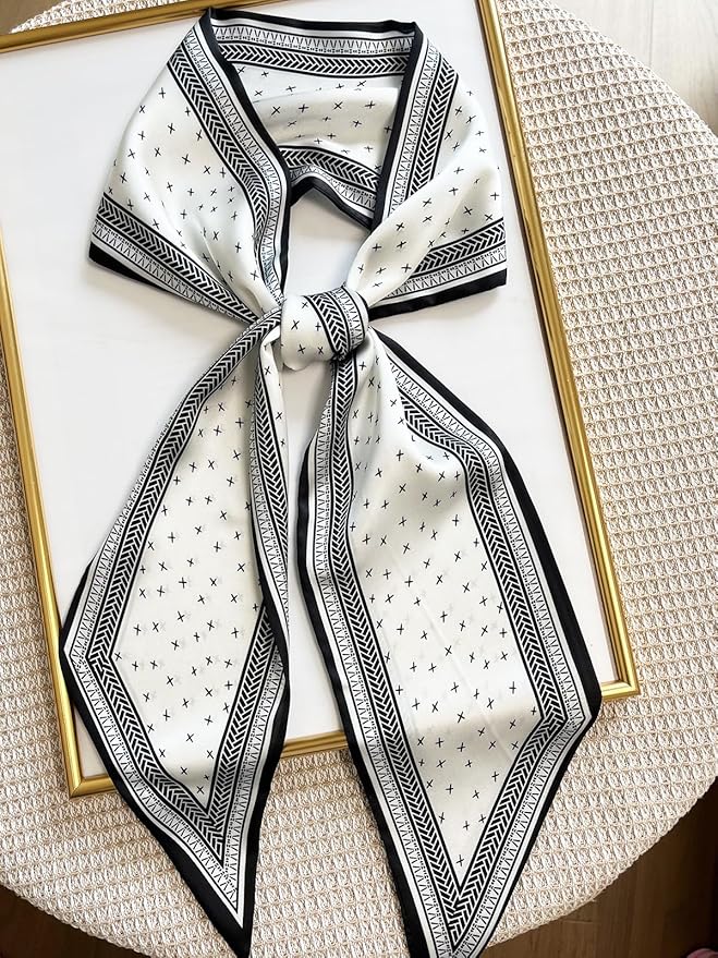 Silk Head Scarf for Hair Fashion Headwrap for Women Lightweight Neck Tie